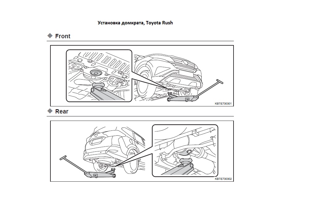 <p>Установка домкрата под машину, Toyota Rush</p>
